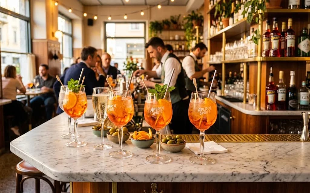 Aperitivi su un bancone di bar